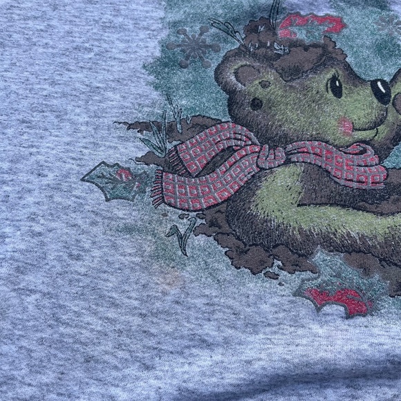 Vintage 90s Basic Editions Bear with Snowflakes Graphic Sweatshirt - Picture 3 of 8